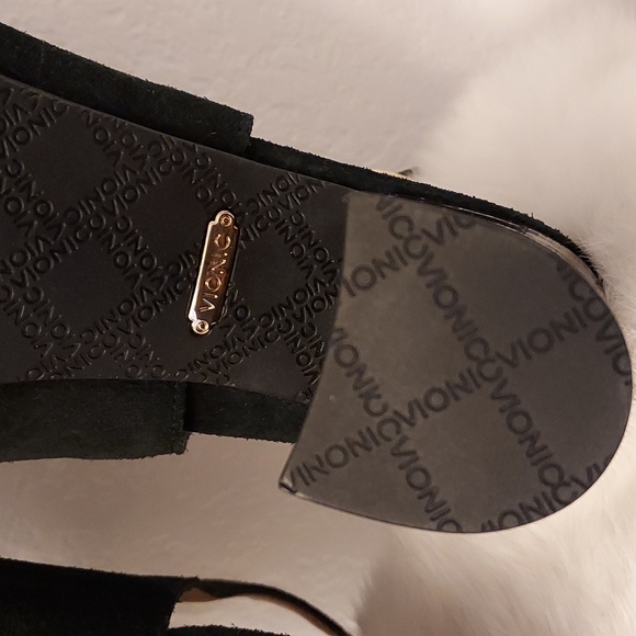 Womens Vionic Perk Lacey Ankle Strap Black Bootie Tortoise Heel - Picture 8 of 10